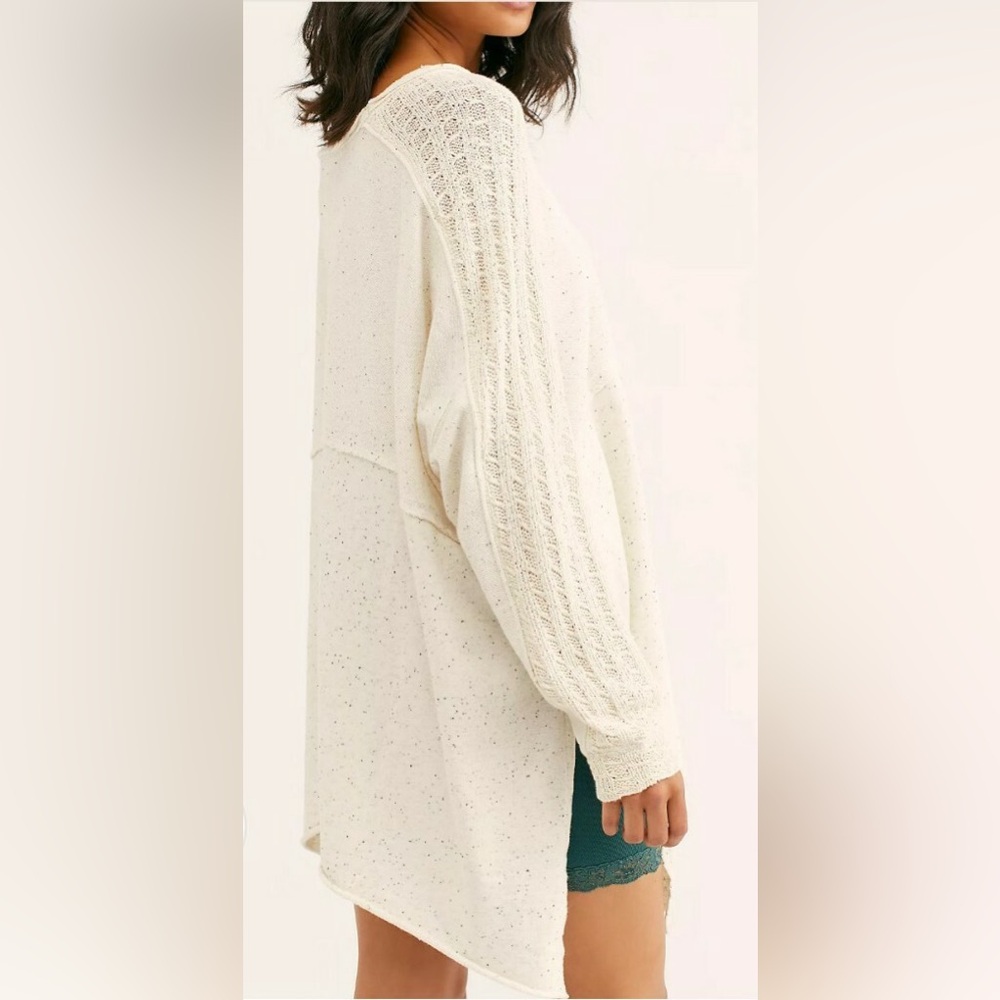 Free People My Girl Pullover Sweater Color Ecru Boho Oversized Sz Large Texture